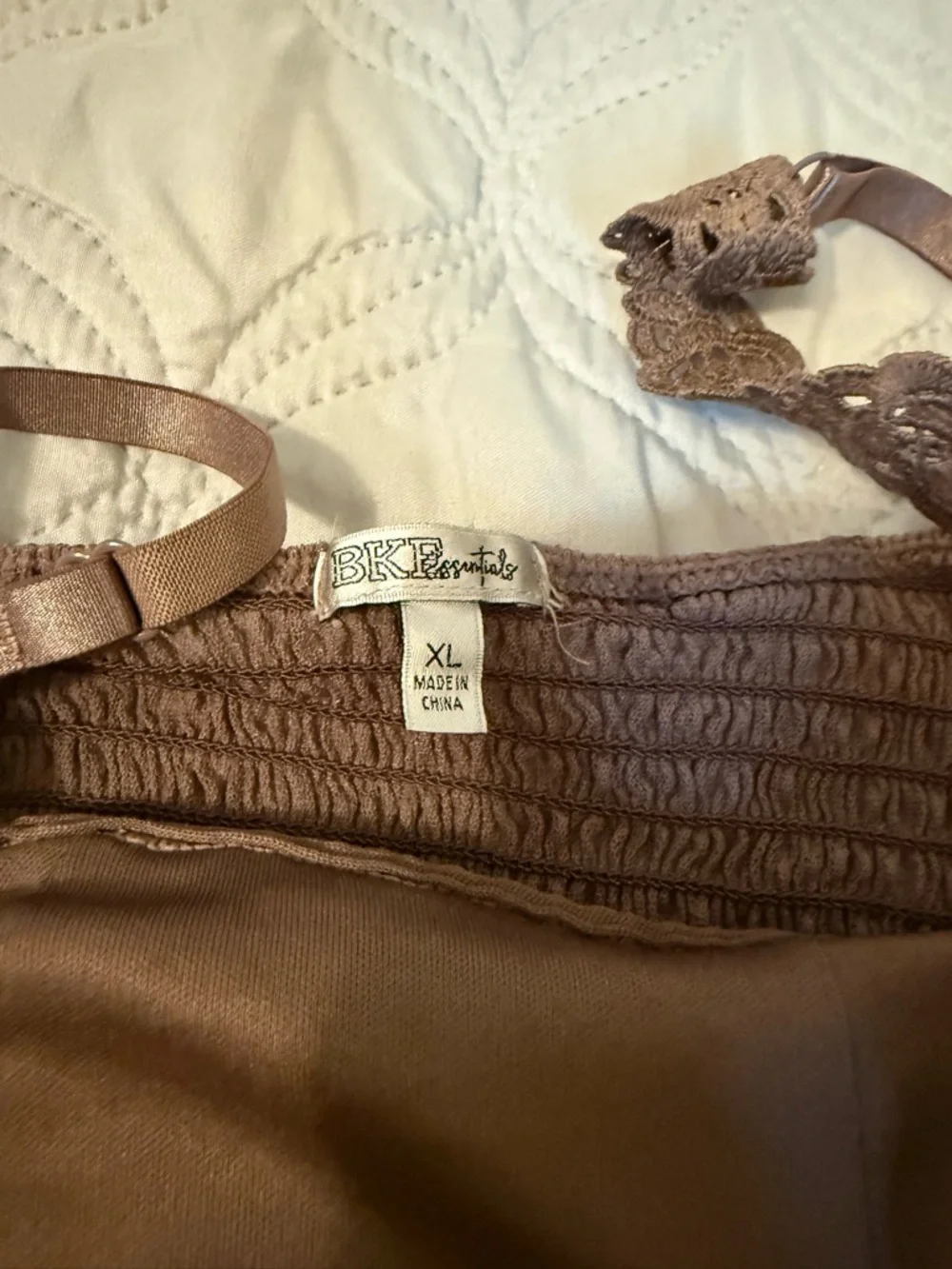 BKE Boutique Lace Bralette XL‎ Brown Boho Festival Crochet Crop Top
